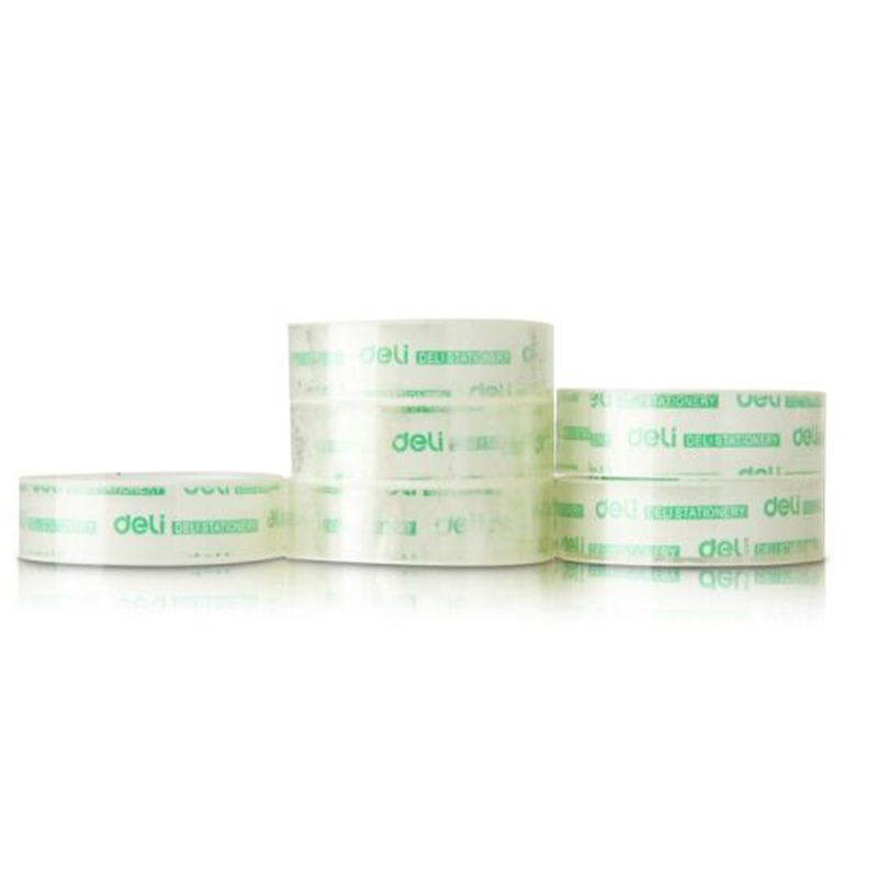 得力(deli)透明高粘易撕文具胶带 12mm*18m 6卷/筒装 30029