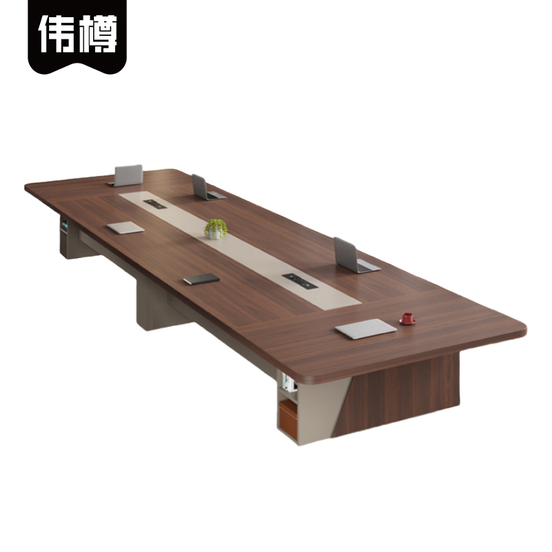 伟樽多人会议台400*150*75cm张高清大图