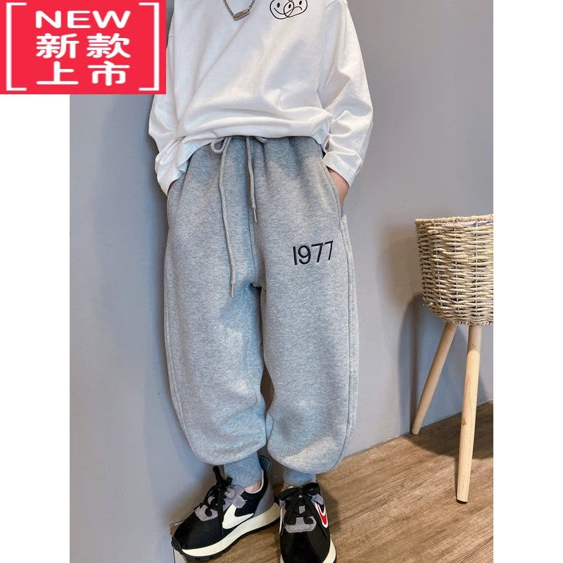 可莉允男童加绒运动裤冬季加厚保暖新款2022韩版休闲自制款儿童冬装裤子保暖裤图片