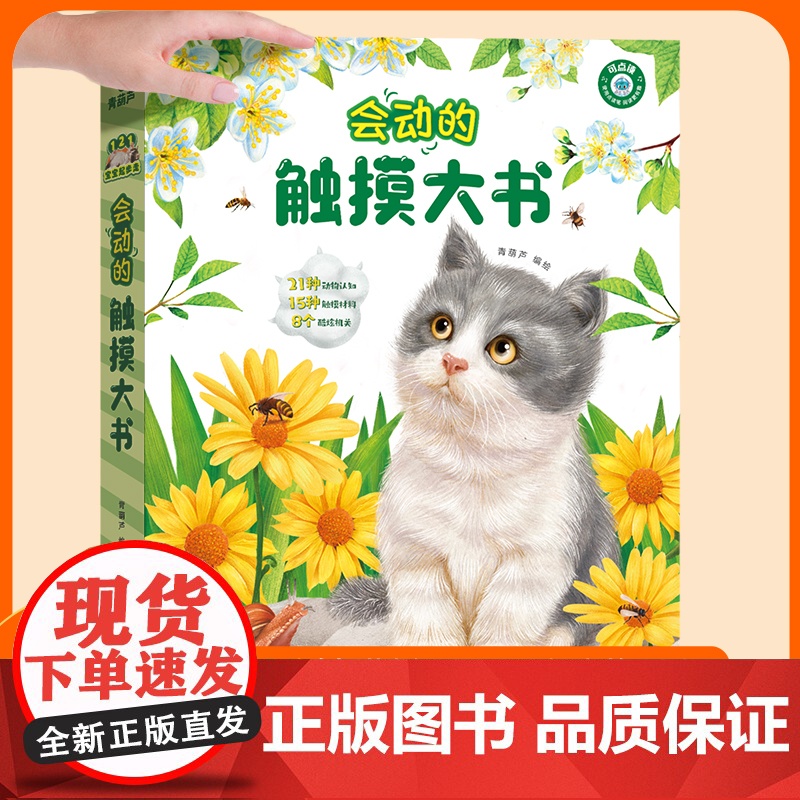 [0-3岁]会动的触摸大书 宝宝的触摸书婴儿幼儿启蒙认知英语早教儿童益智地板亮丽精美绘本立体翻翻机关书小鸡球球小兔比利触