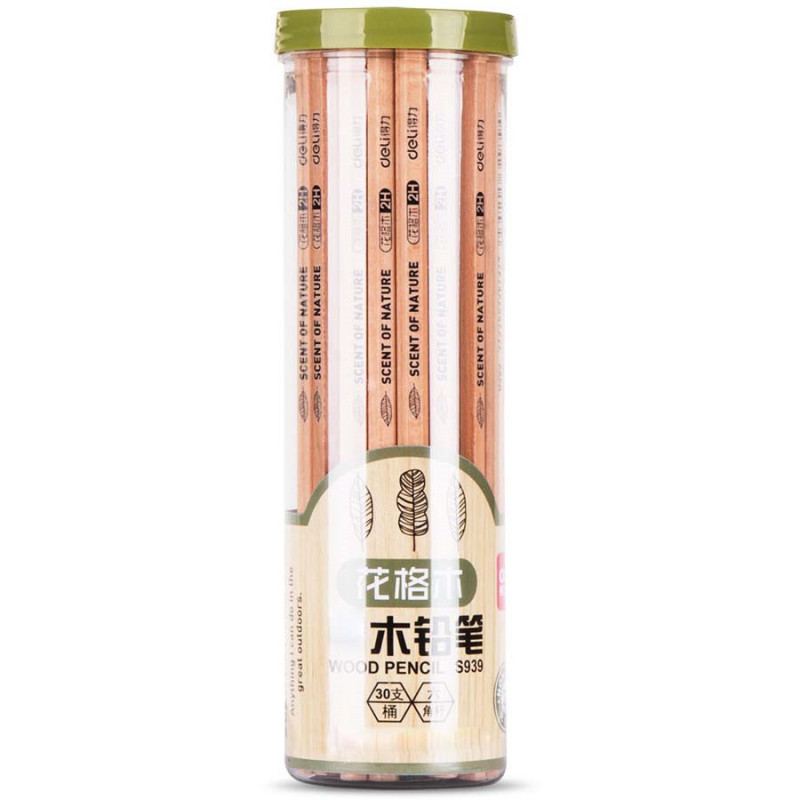 得力(deli) S939-2H原木铅笔30支/筒（5盒装）