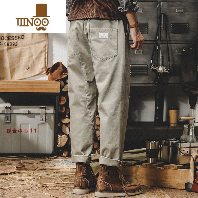 YANXU美式工装裤子男春季宽松直筒2023年新款休闲裤男百搭简约锥形长裤高清大图