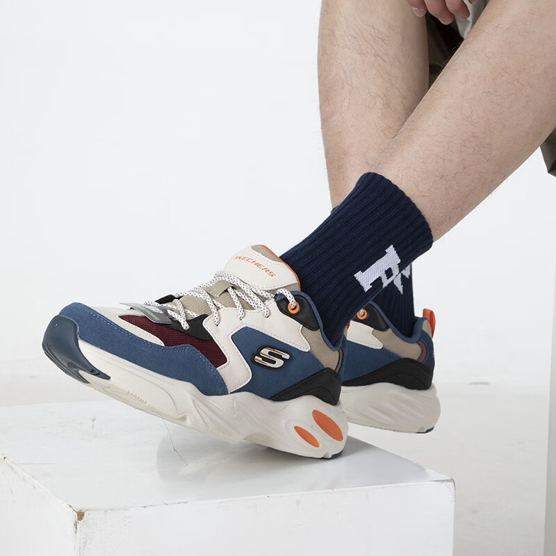 斯凯奇(Skechers)男鞋2023新款春季轻便减震休闲鞋男厚底增高老爹鞋男百搭运动鞋 237236-NVMT 44