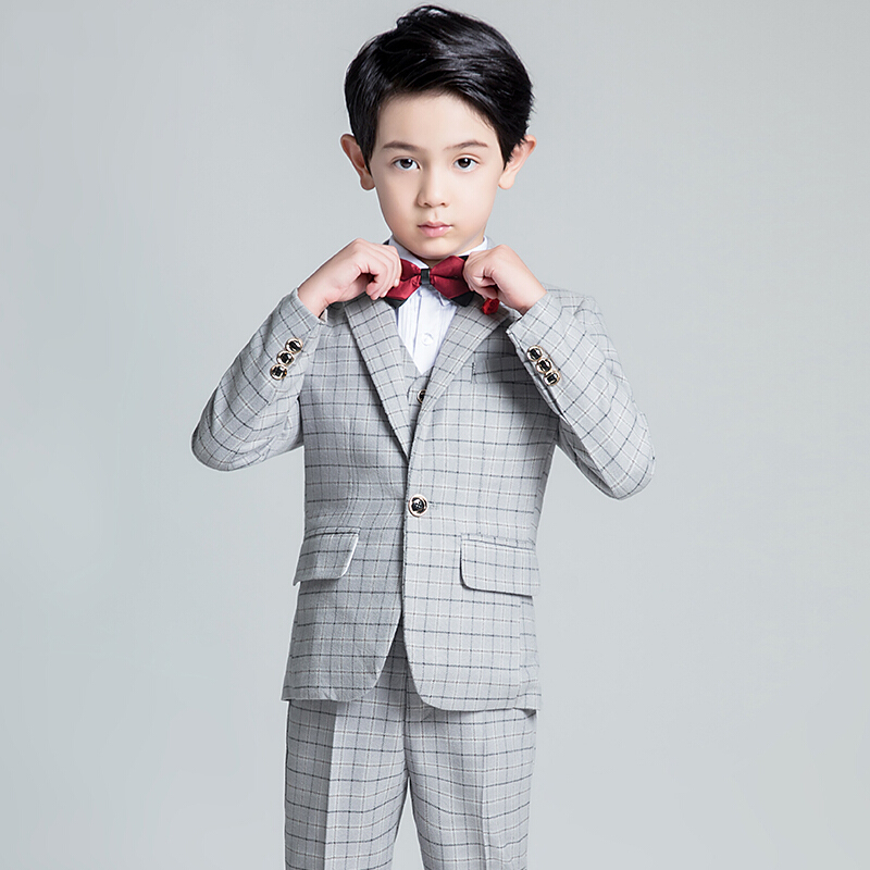 迪鲁奥diluao儿童西装男童礼服秋英伦马甲套装婚礼生日走秀演出服花童