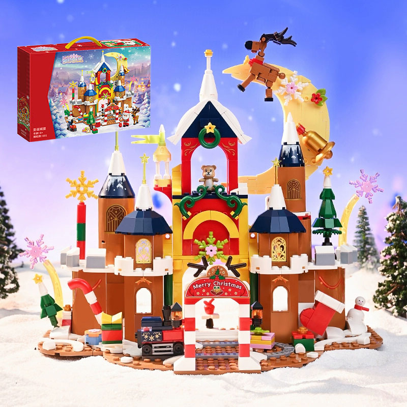 圣诞节装饰挂件大号卡通圣诞袜老人雪人立体袜子糖果礼物袋3750 圣诞城堡积木