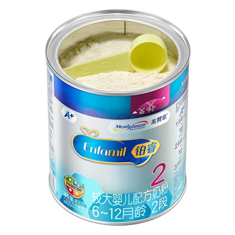 美赞臣(Mead Johnson)铂睿2段较大婴儿配方奶粉(6-12月龄适用)400克罐装 荷兰原装进口
