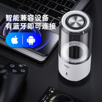 AIGO/爱国者蓝牙音箱 T01时尚蓝牙音响 全封闭透明音腔金属振膜柔和小夜灯 免提通话便携低音炮音箱 白色