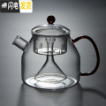 三维工匠电陶炉茶炉玻璃蒸汽煮黑茶煮茶壶普洱茶具套装烧水蒸茶壶家用 红把蒸茶壶760ML