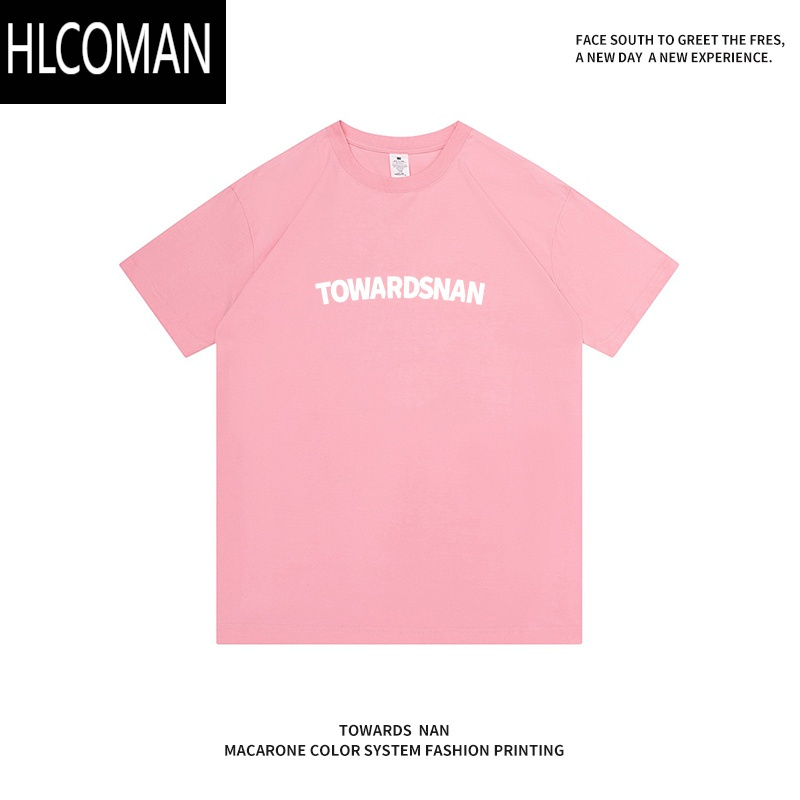 HLCOMAN朝南工作室 2025新款男女短袖t恤简约印花港风情侣正肩体恤夏
