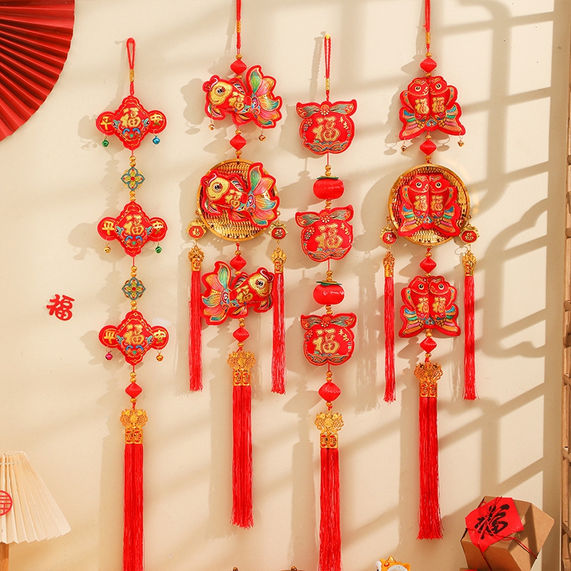 新年挂件2026马年福袋柿子过年装饰春节年货客厅布置风铃挂件高清大图