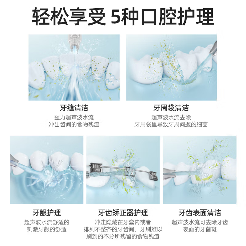 澳得迈(AODMA) 冲牙器/洗牙器/水牙线/洁牙器 可全身水洗 3档脉冲切换 WT-198 白色高清大图