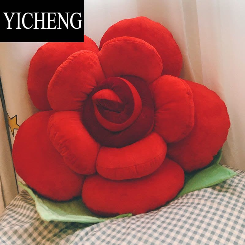 YICHENG玫瑰花抱枕毛绒靠枕可爱结婚礼物压床娃娃婚庆抛洒睡觉女生床上大图片