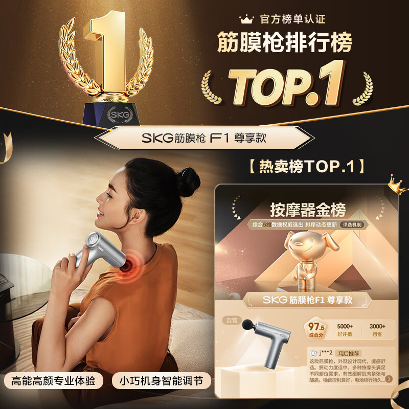 skg筋膜枪 F1尊享款迷你运动肌肉全身专业级按摩仪器经膜肌模抢便携小巧 生日圣诞节礼物送父母男女友_高清大图