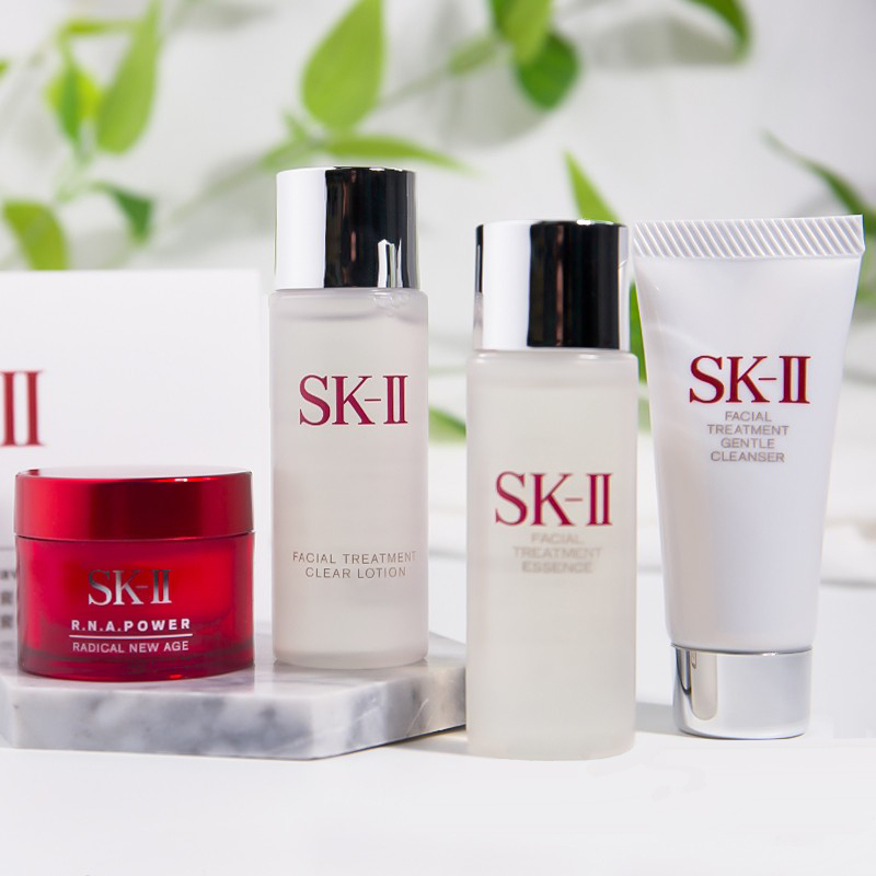 日本SK-II套装 SK2旅行装 面部护理套装 (神仙水+清莹露+洗面奶+面霜)SK2中样四件套高清大图