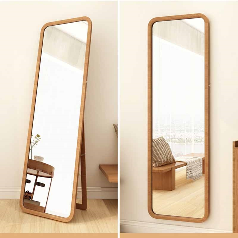 大圆角木穿衣镜知渡全身镜家用试衣镜落地镜子贴墙壁挂立式镜子网红