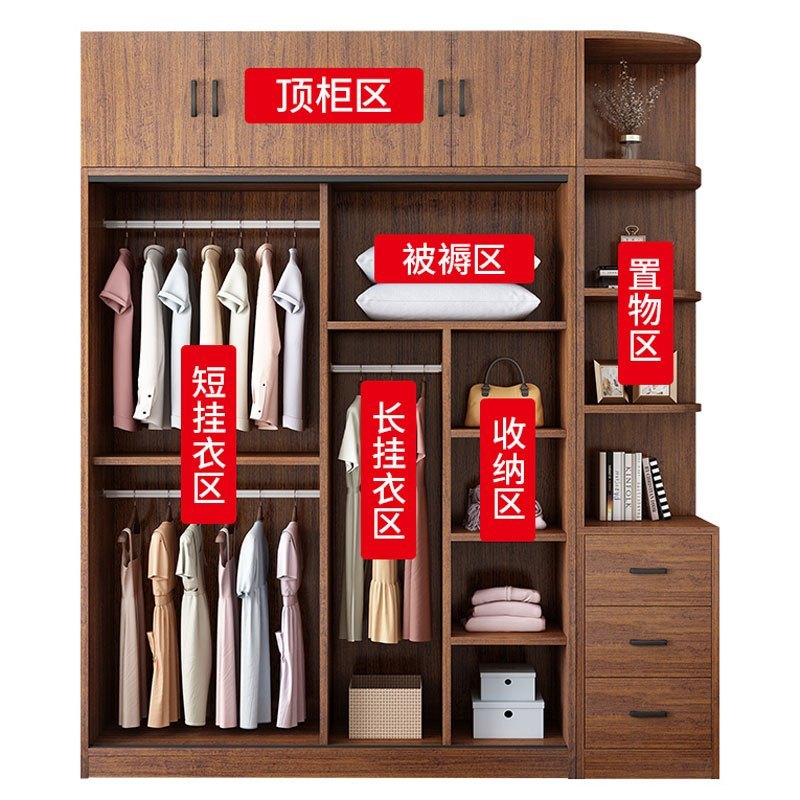 [出租房]推拉门衣柜家用卧室现代简约出租房用经济型实木颗粒板收纳小户型柜子整体衣柜