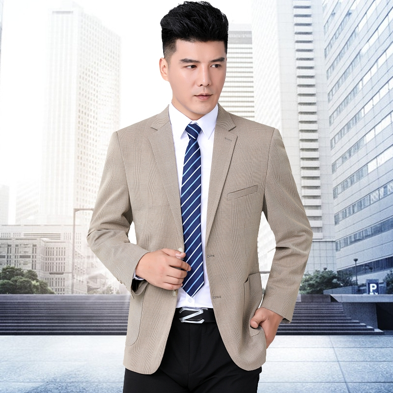 男装西服男中年休闲外套2021秋冬款大码商务男士纯色职业装单件小西装