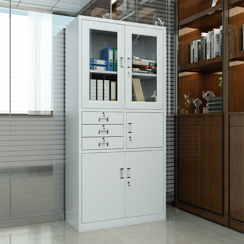 臻远ZY5062294 钢制厚板偏三保文件柜 85*39*180cm(单位:台)灰白色高清大图