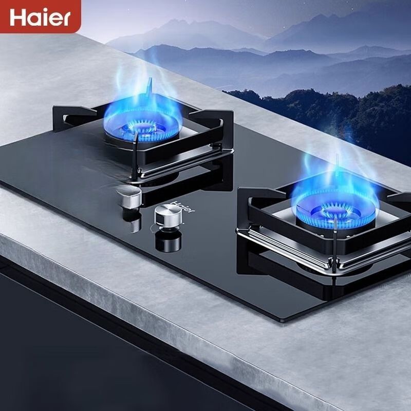 海尔(Haier)燃气灶天然气灶双眼灶瞬燃点火智能熄火保护5.2KW大火力一级能效三重增氧混燃台嵌两用 Q2BE5