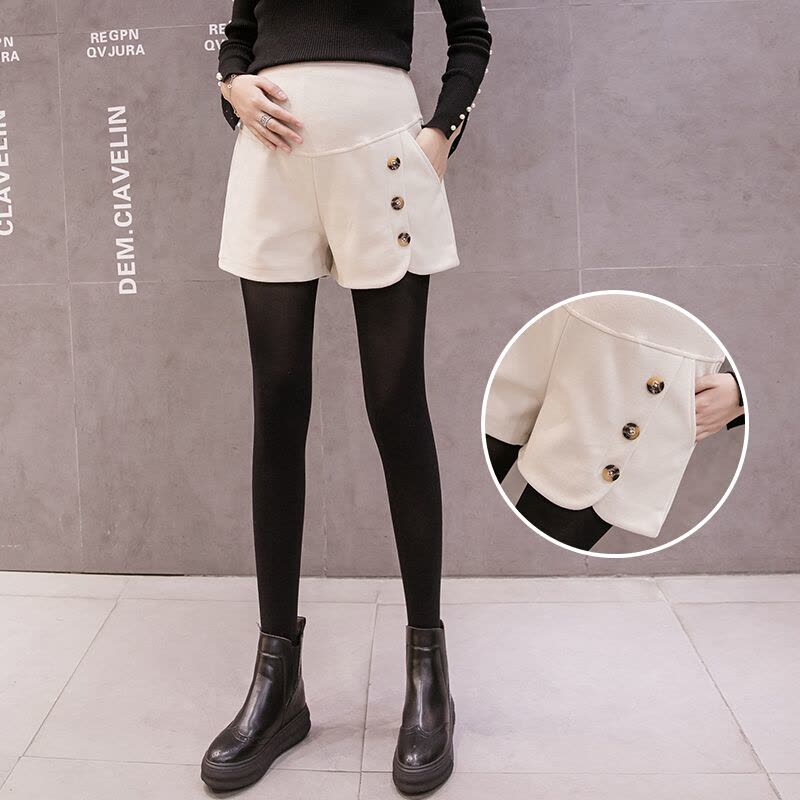 迪鲁奥(DILUAO)LYL 孕妇装 孕妇裤 孕妇装秋季 孕妇裤秋季 孕妇裤子孕妇阔腿裤 孕妇毛呢短裤靴裤F804-图片