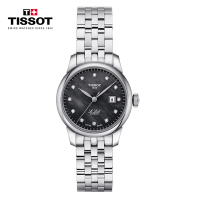 天梭(TISSOT)瑞士手表力洛克系列时尚自动机械女表 黑盘钢带T006.207.11.126.00