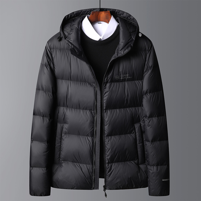 冬季新款简约百搭连帽羽绒服男加厚中青年防寒保暖潮流面包羽绒服
