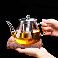領藝 玻璃茶具套装家用红茶功夫茶杯茶台简约办公室茶壶小套茶盘 冰衔壶配悟然长方