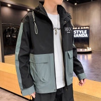跨洋【一件7.5折两件6.5】 2020秋季男士外套百搭时尚撞色休闲运动外搭上衣宽松百搭简约夹克男装衣服Q