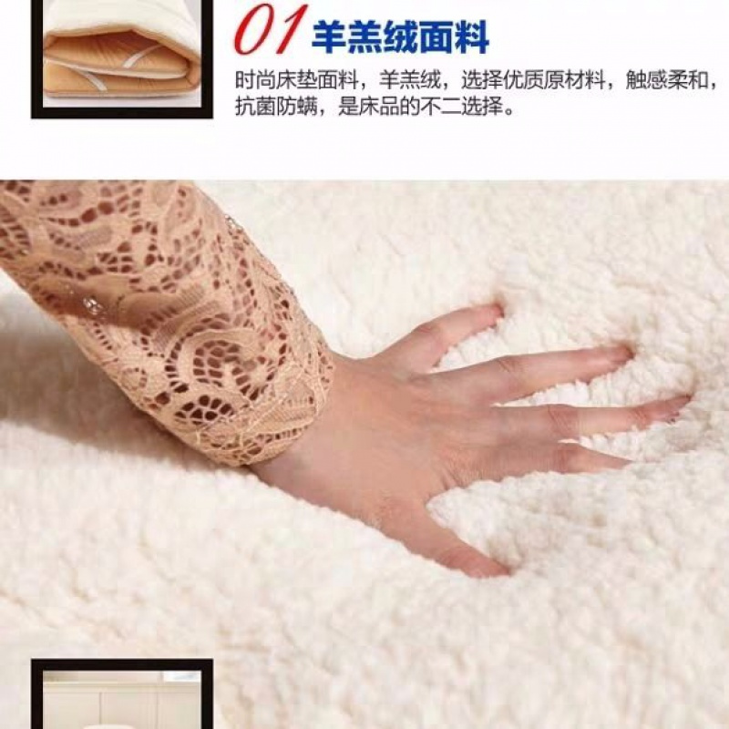 加厚保暖羊羔绒榻榻米床垫0.9m床褥子1.5/1.8m单人双人床护垫垫被