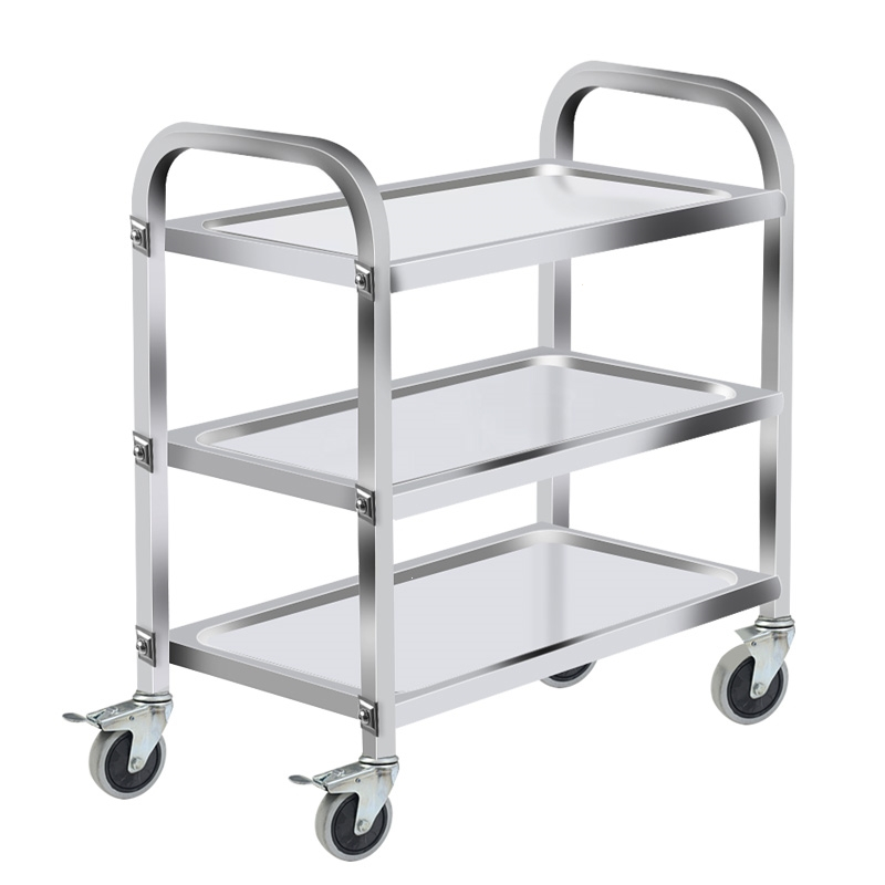 加厚不锈钢餐车小推车三层送餐车手推车商用古达餐厅收餐车双层收碗车