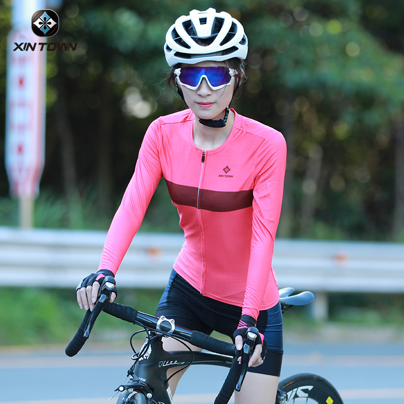 xintown春秋骑行服女薄款上衣公路车自行车服套装夏季山地车长袖骑行