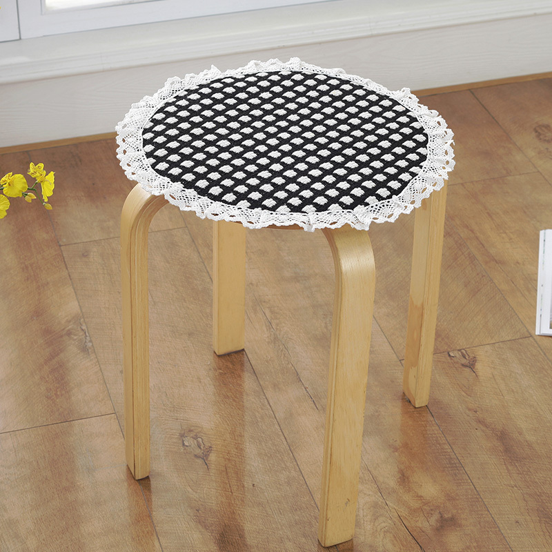 美帮汇简约棉线布艺小圆凳子套罩圆形坐垫单人圆凳子坐垫椅罩
