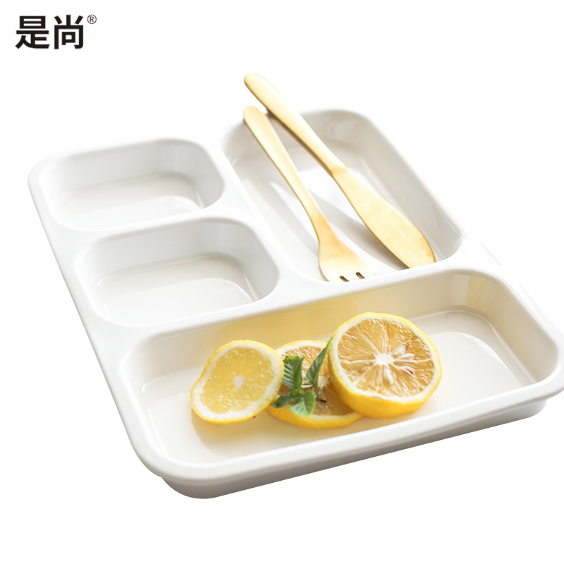 是尚 陶瓷分格餐盘 多格分食早餐分隔盘