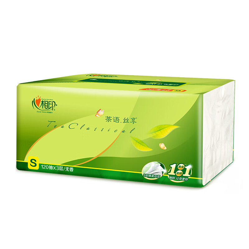 心相印(Mind Act Upon Mind) 120抽18包装三层抽纸纸面巾DT15120(箱装)高清大图