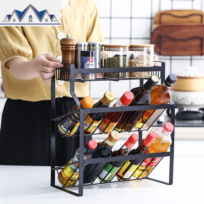 北欧厨房用品油盐酱醋瓶收纳架置物架桌面多功能调味品架子调料盒 三维工匠高清大图