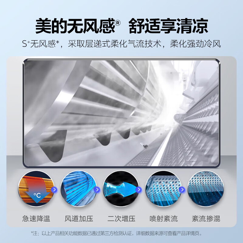 美的(Midea)新一级 纤白 1.5匹 智能家电 变频冷暖 壁挂式空调挂机 舒适无风感KFR-35GW/N8MWD1