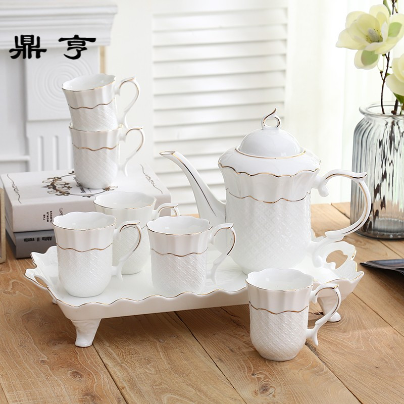 鼎亨欧式咖啡具 简约水具 茶杯陶瓷咖啡杯茶具客厅杯子套装 家用