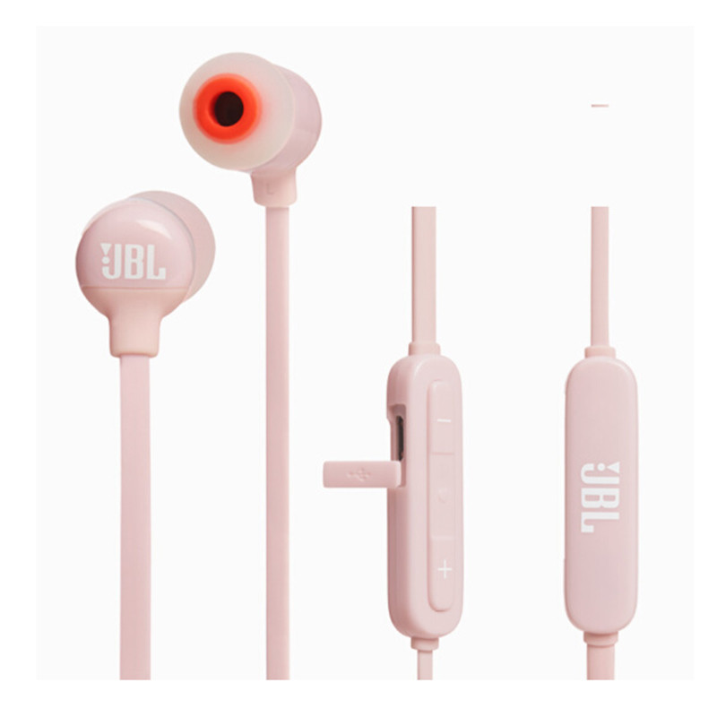 JBL T110BT 运动蓝牙耳机无线跑步耳机 入耳塞式线控耳机低音 粉色