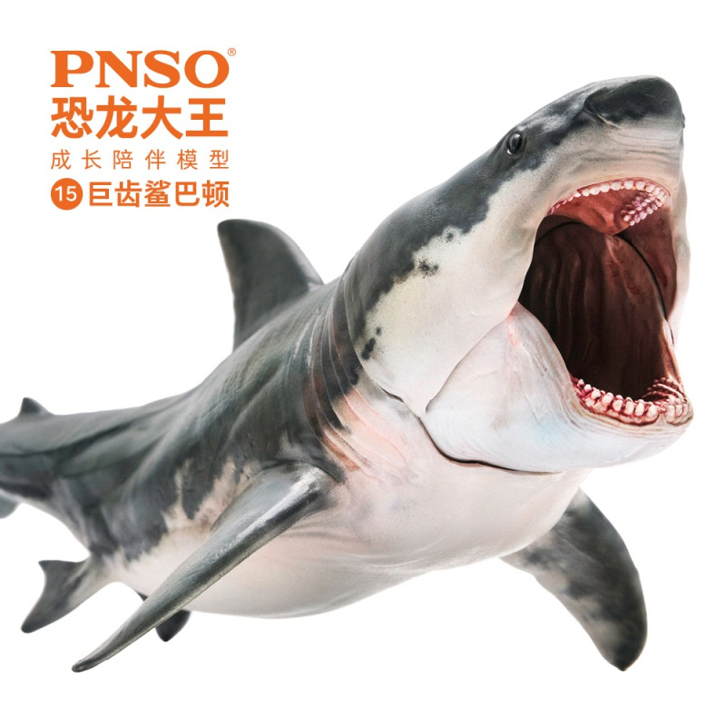 pnso恐龙大王海洋玩具模型成长陪伴史前模型15巨齿鲨嘴可动鲨鱼