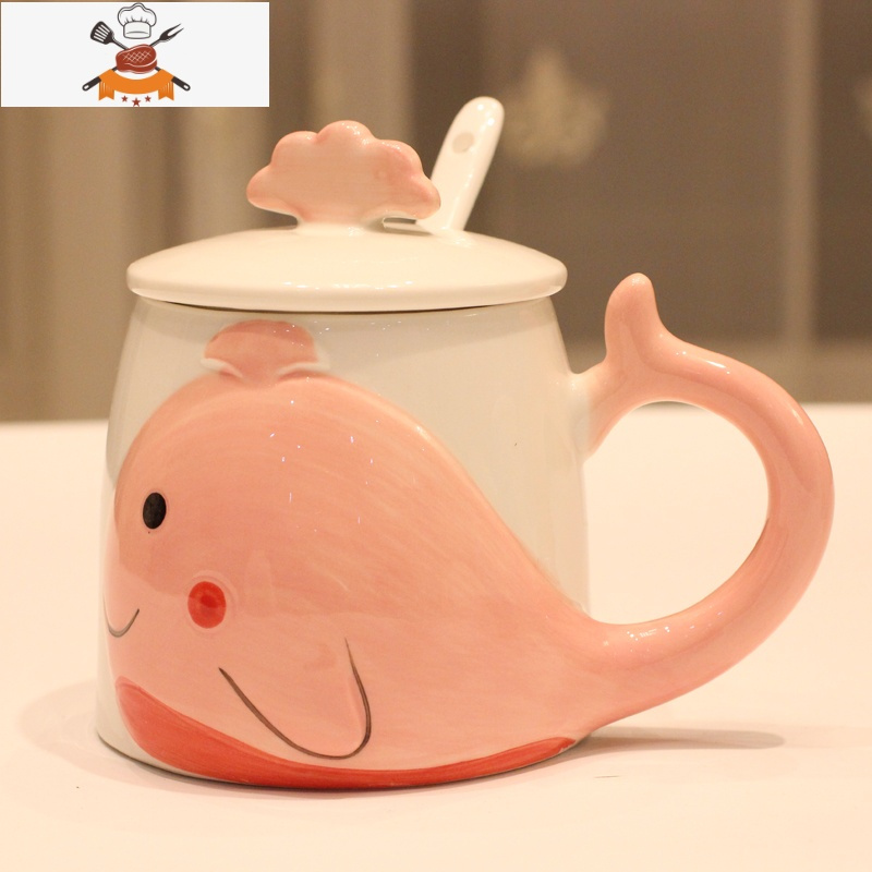 创意个性马克杯带盖带勺可爱潮流陶瓷杯清新简约情侣卡通大肚杯子敬平