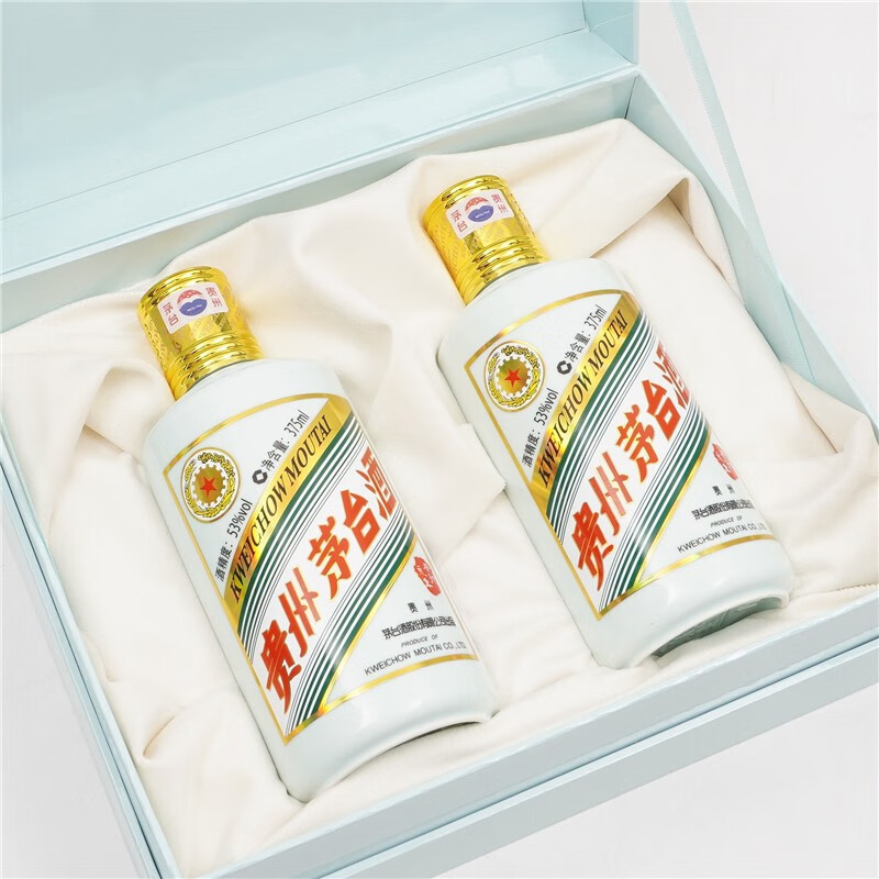 贵州茅台生肖纪念酒兔年53度375ml2瓶礼盒装酱香型白酒