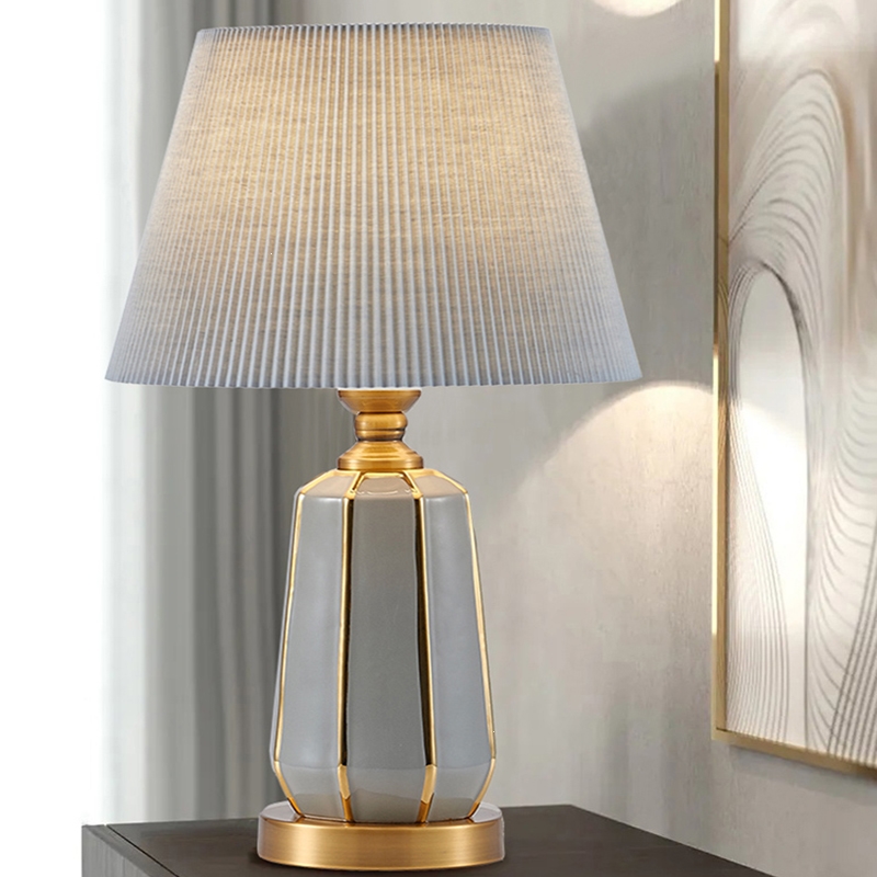 床头灯台灯洛滑陶瓷轻奢新款北欧美式ins卧室现代简约高级床头柜灯