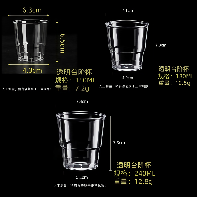 铁洋 透明台阶杯 180ML 个高清大图