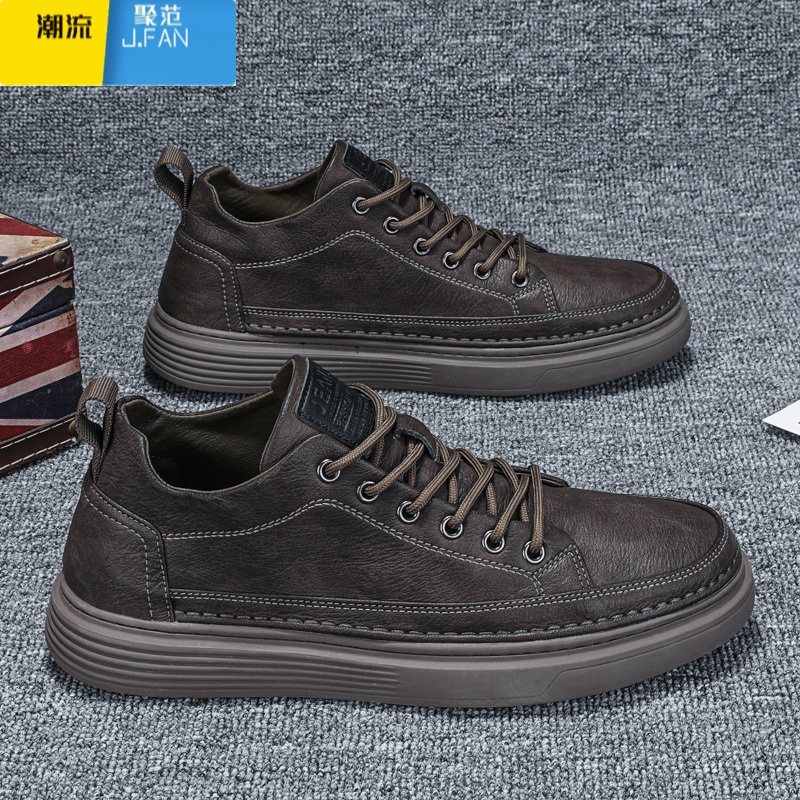 聚范男鞋2024新款夏季透气厨房防水防滑板鞋男士休闲皮鞋黑色工作劳保高清大图