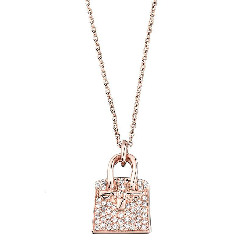 hermes/爱马仕女士配饰镶嵌可调节链条玫瑰金吊坠项链 h109614b 00