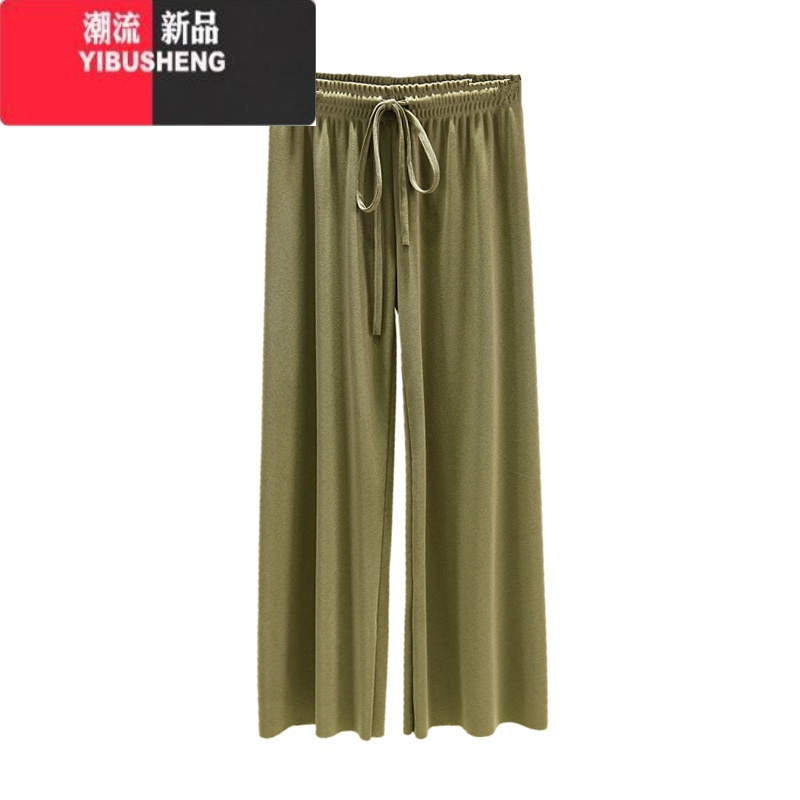 YIBUSHENG冰丝阔腿裤女春高腰垂感宽松显瘦九分直筒裤坠感拖地休闲裤长裤高清大图