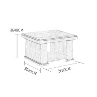 鑫金虎 油漆中纤板贴木皮办公会客接待方茶几800*800*480mm