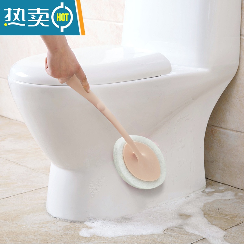 敬平6件套 浴室清洁刷厨房卫生间瓷砖墙壁地板海绵刷擦浴缸刷长柄刷子 3个手柄(粉蓝白)+6个替换刷头高清大图