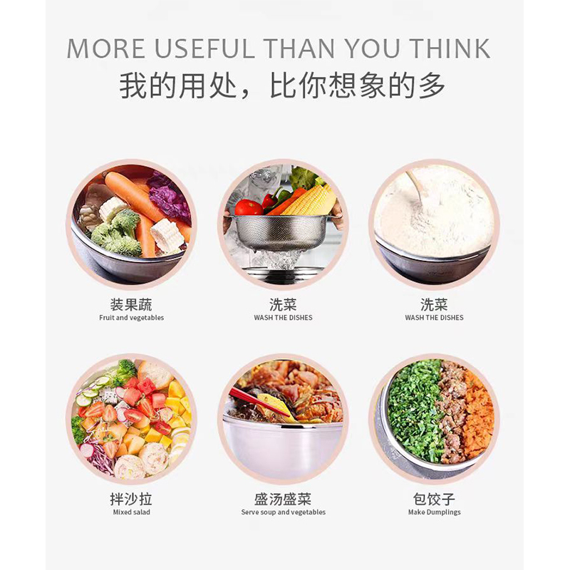 庆展不锈钢盆汤盆汤碗味斗盆盛汤洗菜煮面食品级加厚加深装水果盘PQ20-7DTM 尺寸22-30 5个实盆