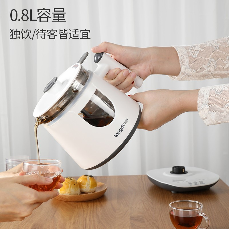 龙的(longde) 煮茶器玻璃加厚 煮茶壶黑茶电茶壶养生壶自动蒸汽煮茶器 茶水分离蒸茶器 蒸茶壶 LD-ZC081A